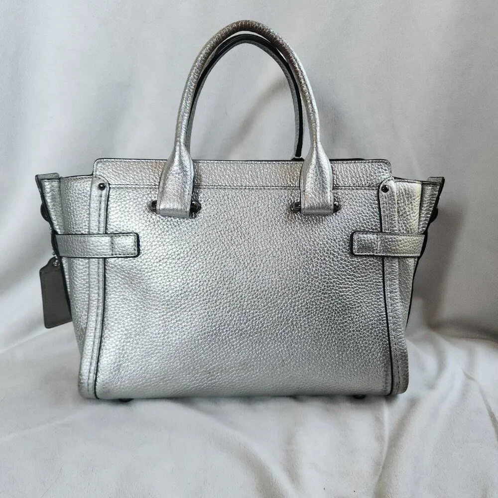 Coach Swagger 27 Pebble Leather Style w/o Strap in Silver - Style 34816 - Picture 2 of 16